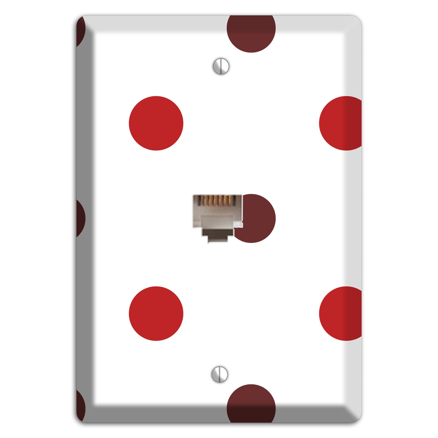 Red and Brown Medium Polka Dots Phone Wallplate