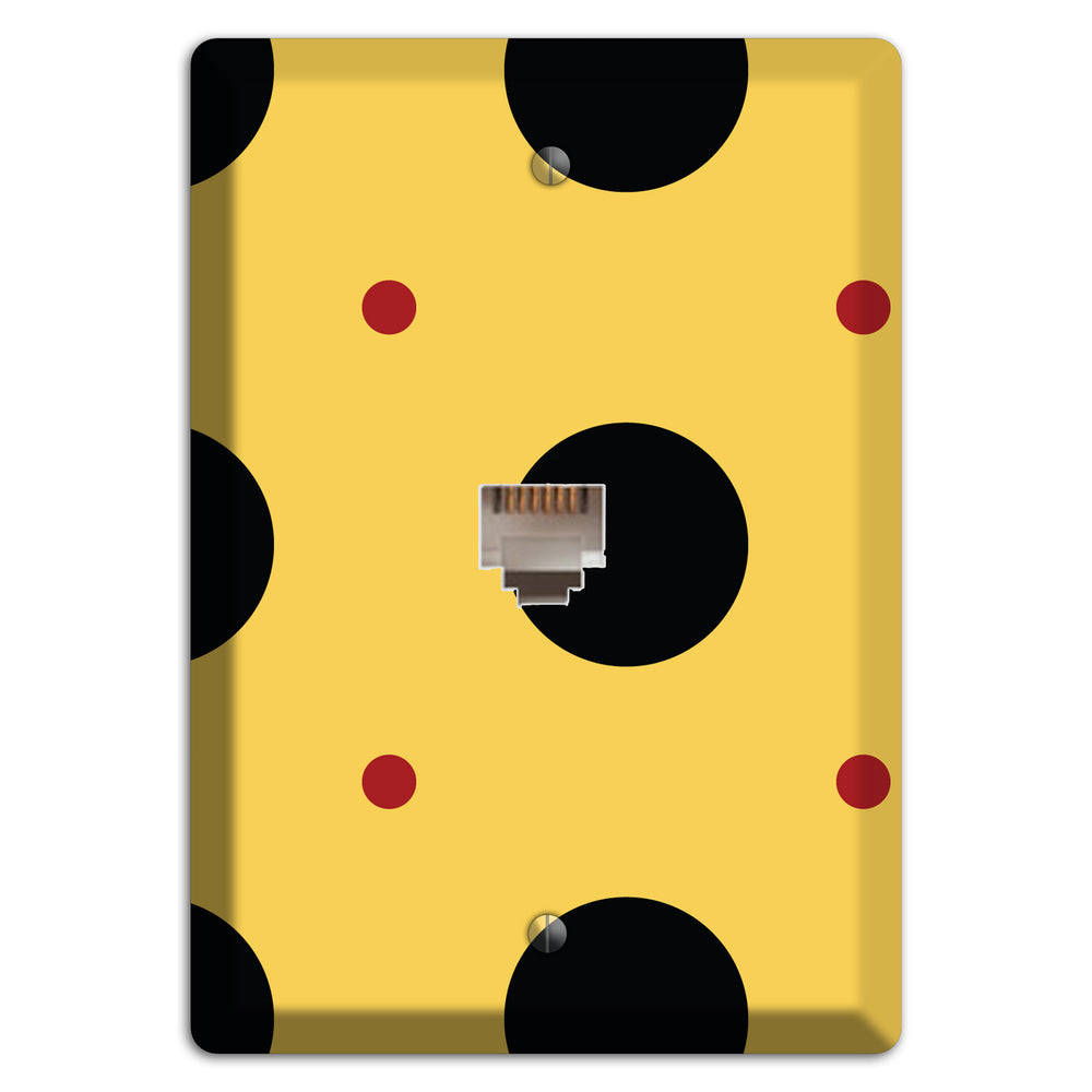 Yellow with Black and Red Multi Tiled Medium Dots Phone Wallplate