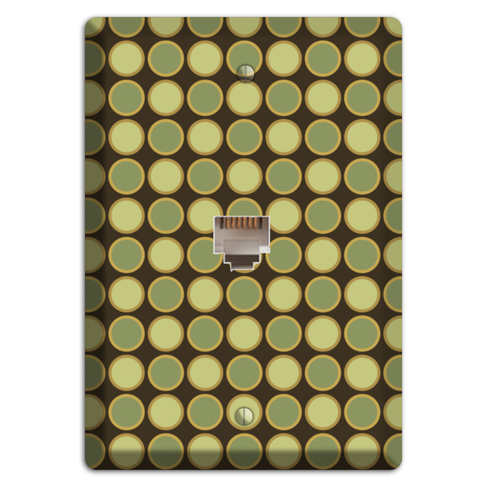 Dark Grey with Multi Olive Tiled Dots Phone Wallplate