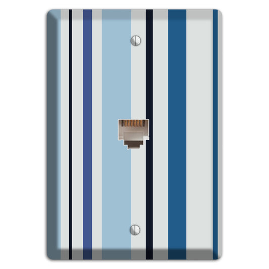 Multi White and Blue Vertical Stripe Phone Wallplate