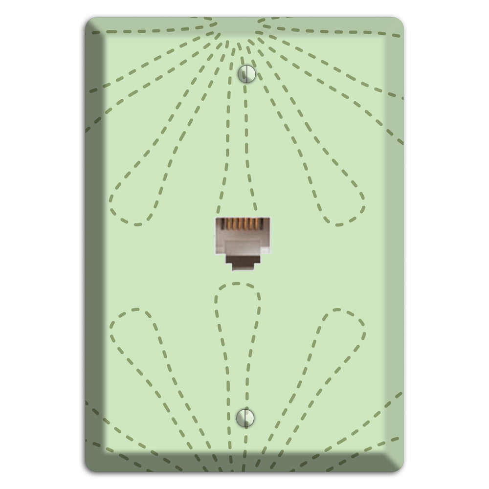 Sage Retro Stipple Floral Contour Phone Wallplate