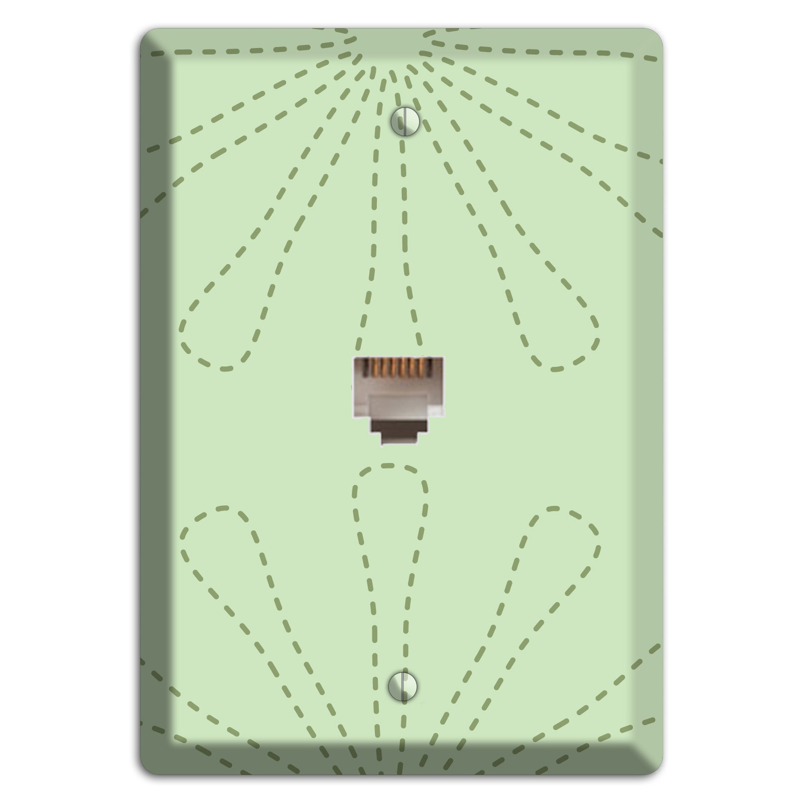 Sage Retro Stipple Floral Contour Phone Wallplate