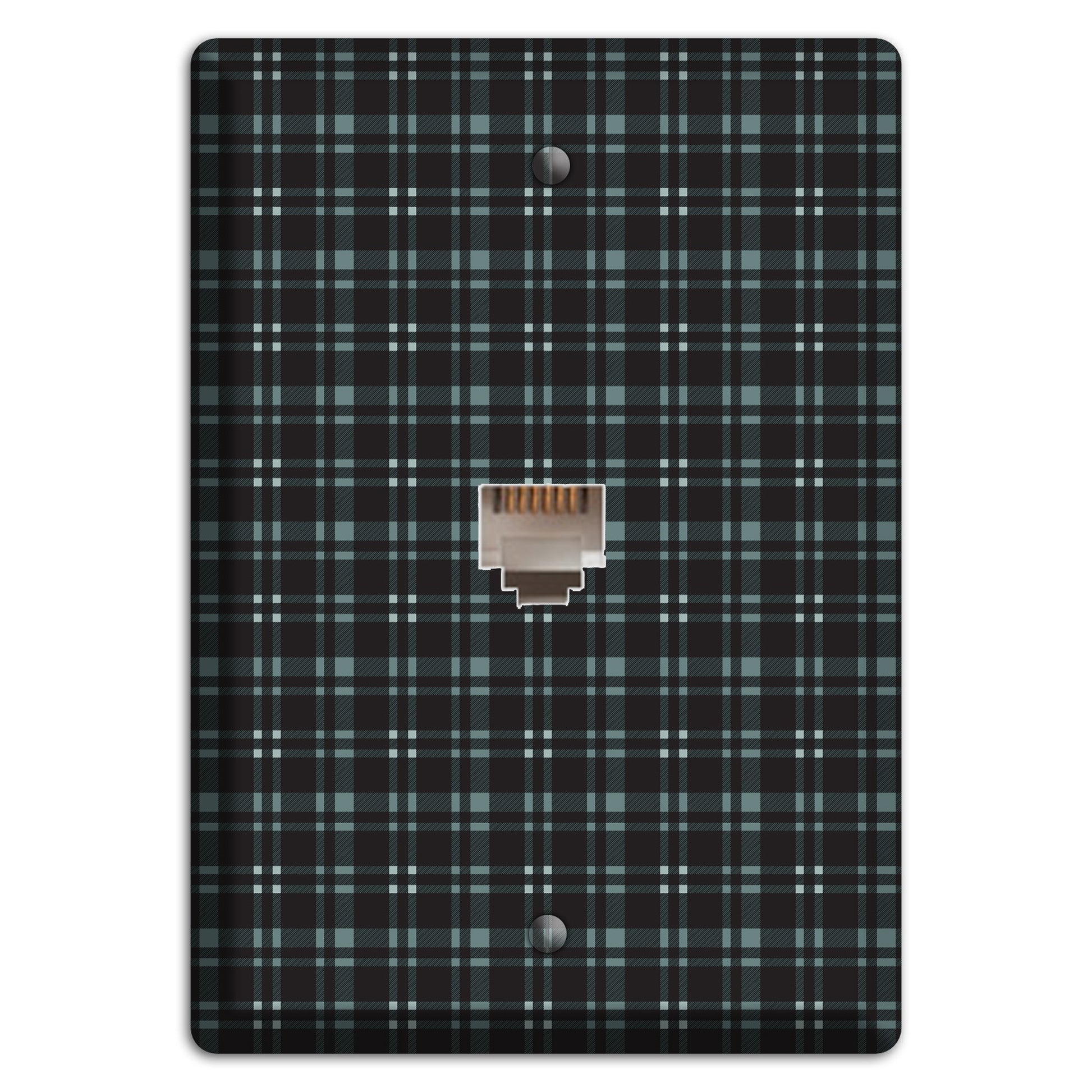 Black Plaid Phone Wallplate