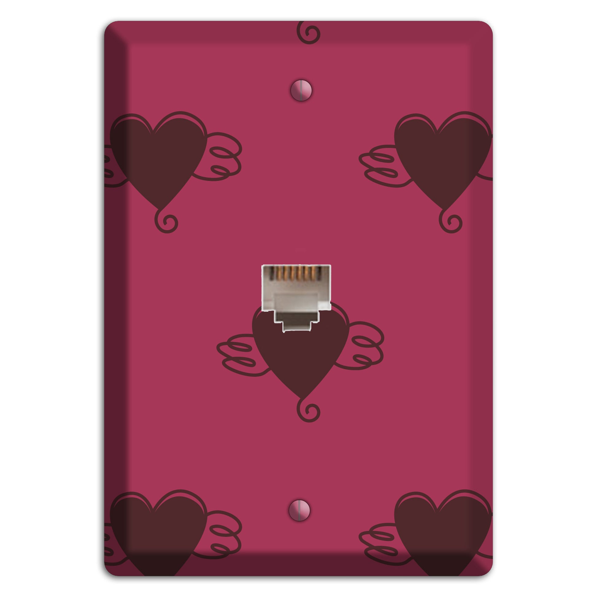 Fuschia Winged Hearts 2 Phone Wallplate