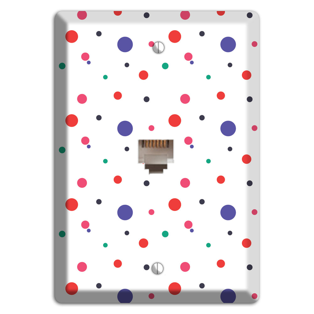 White with Multi Color Small Dots Phone Wallplate
