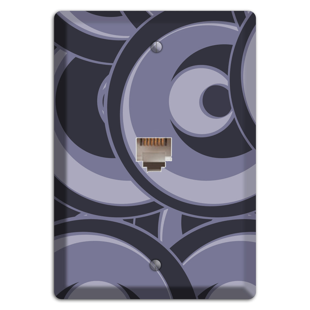 Black and Purple-grey Deco Circles Phone Wallplate
