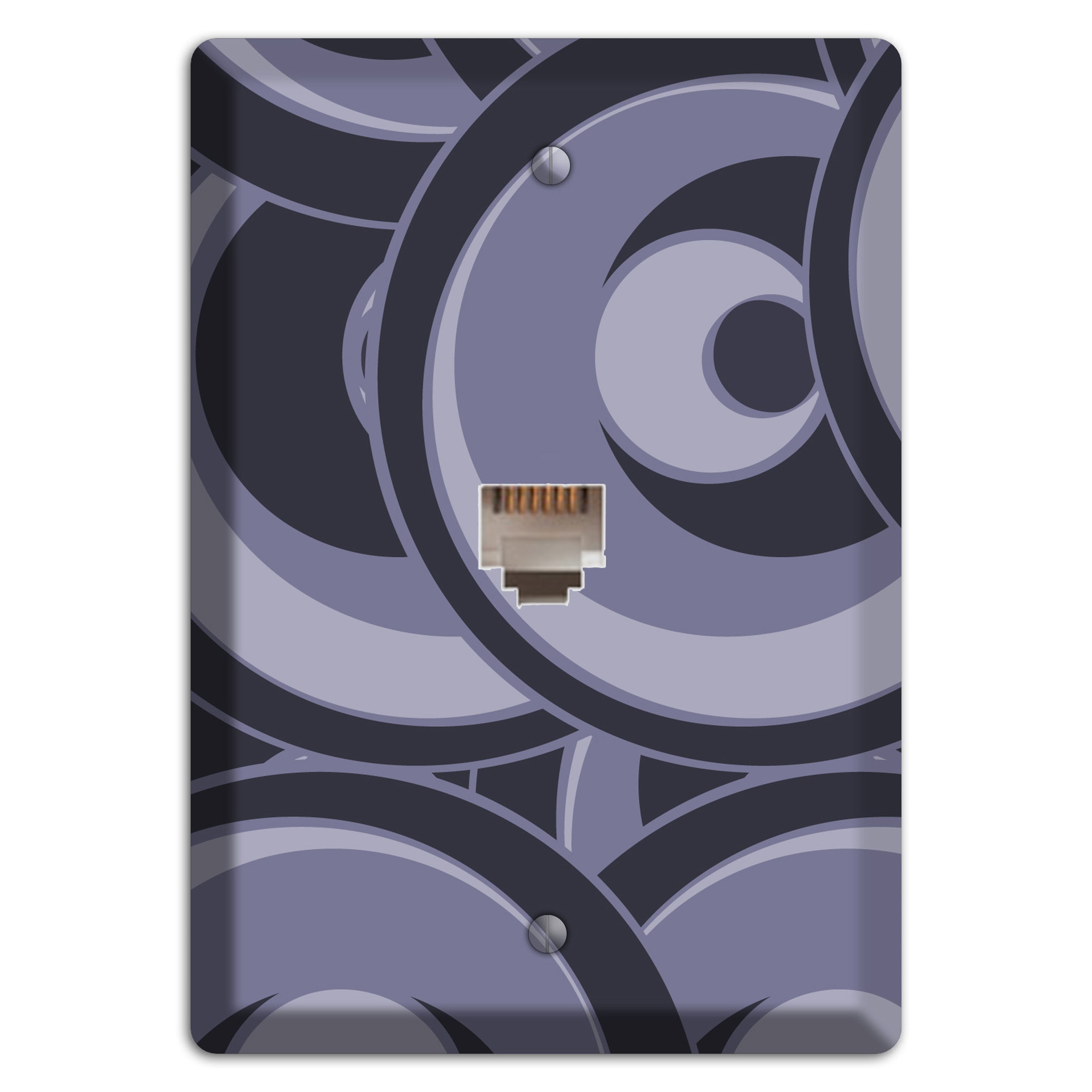 Black and Purple-grey Deco Circles Phone Wallplate