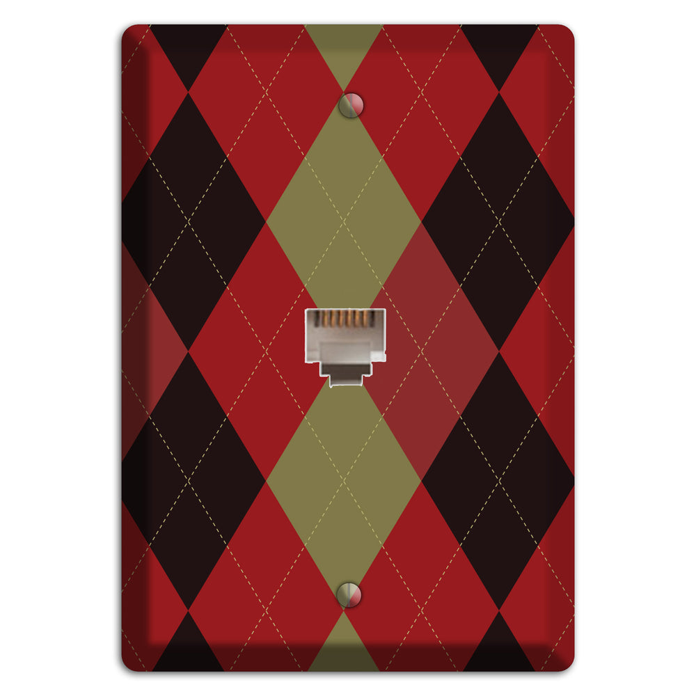 Red Olive Black Argyle Phone Wallplate