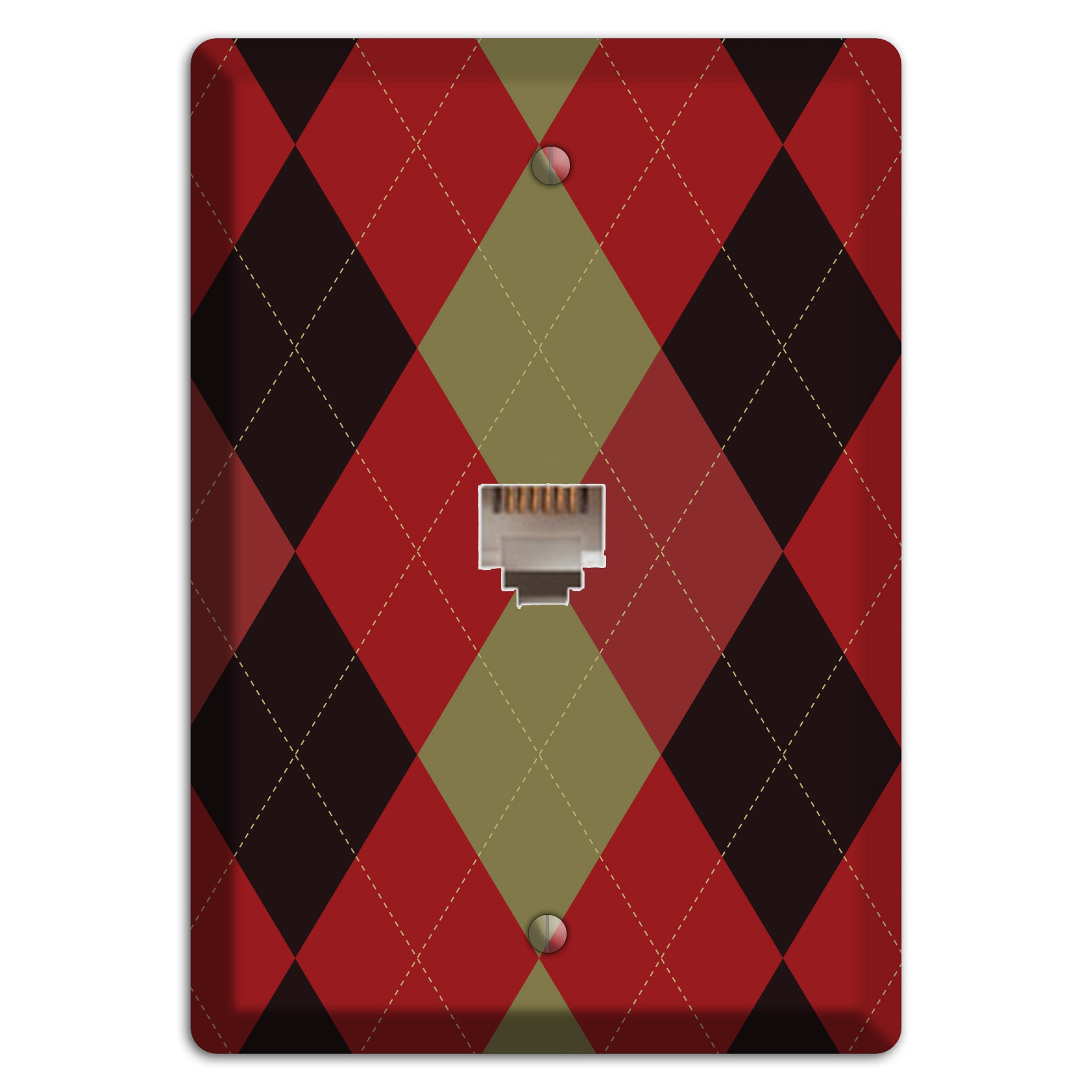Red Olive Black Argyle Phone Wallplate