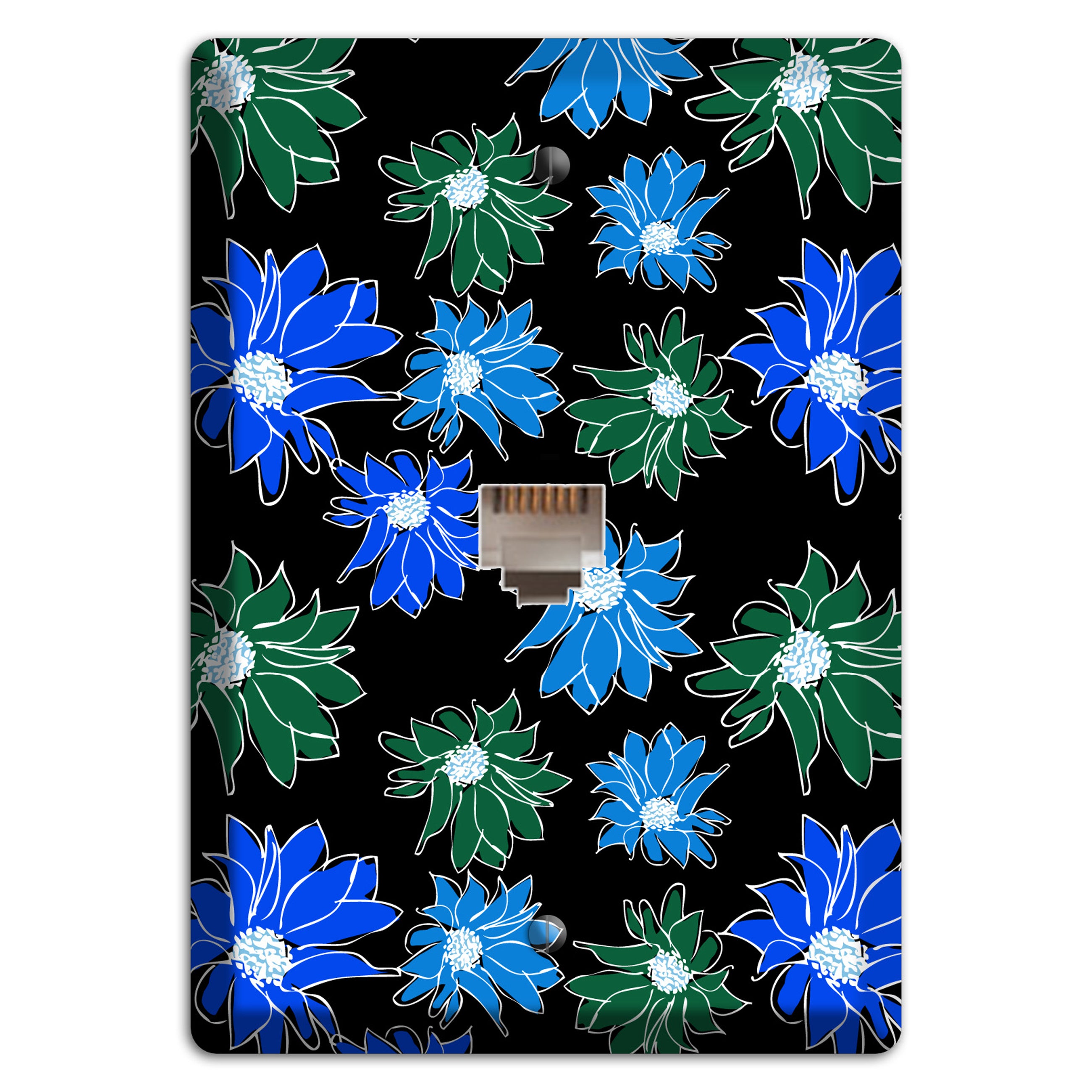 Blue and Green Flowers Phone Wallplate