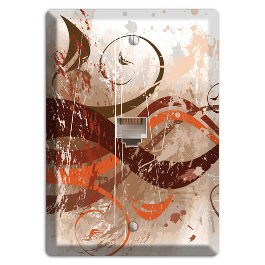 Brown Maroon Orange Swirl and Splatter Phone Wallplate