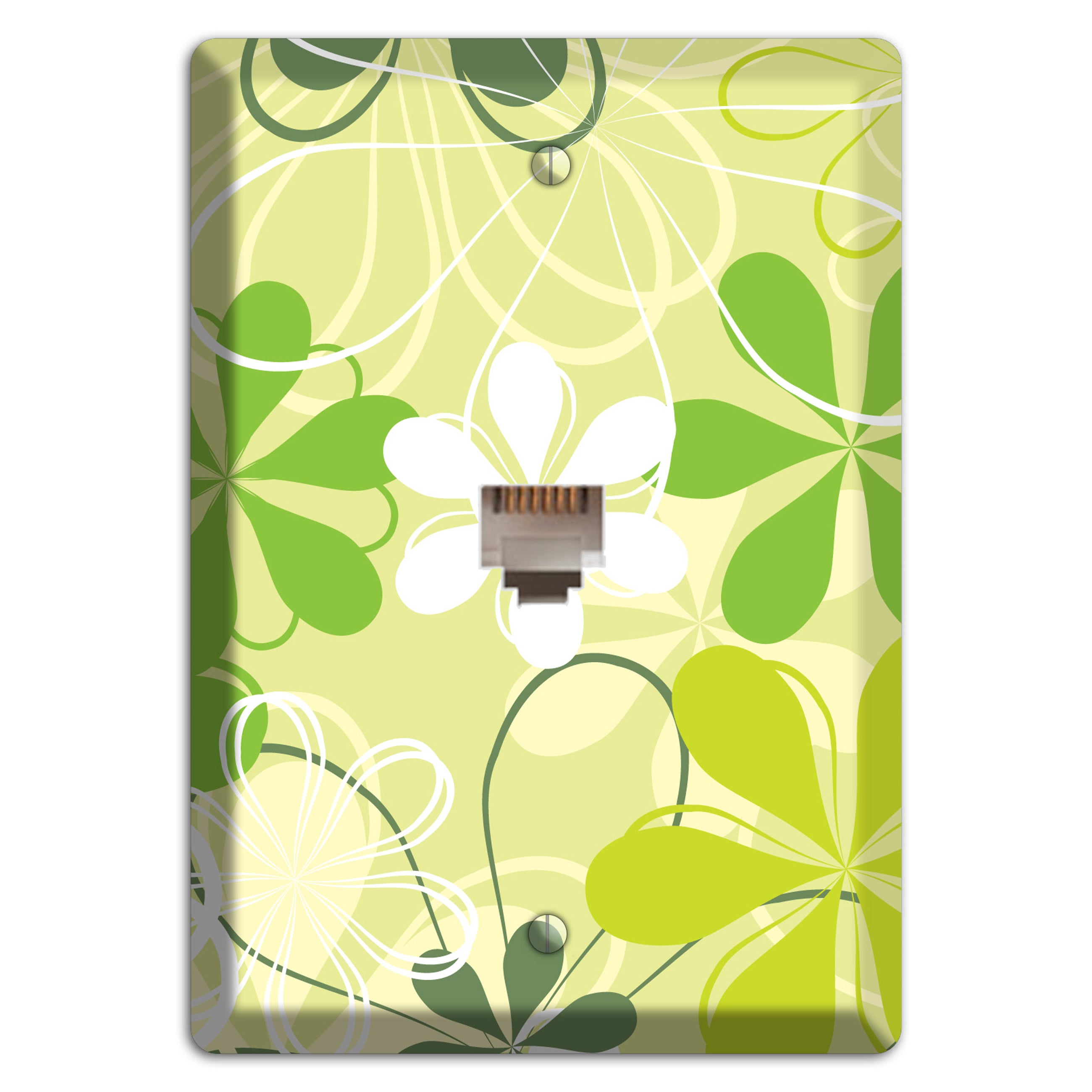 Green Retro Flowers Phone Wallplate