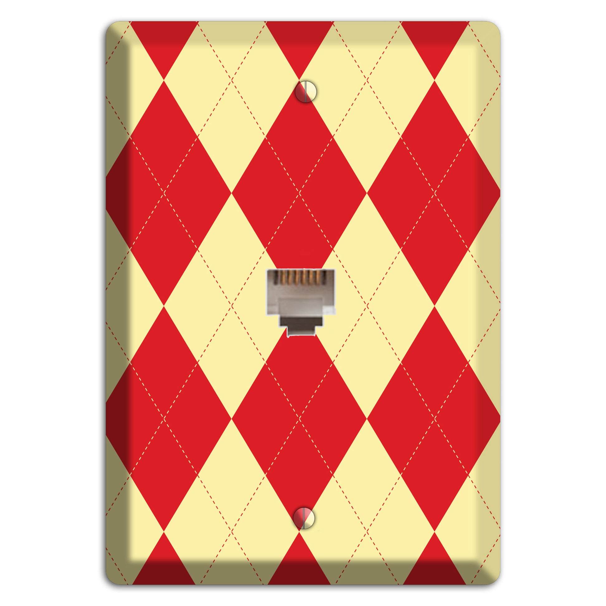 Orange and Yellow Argyle Phone Wallplate