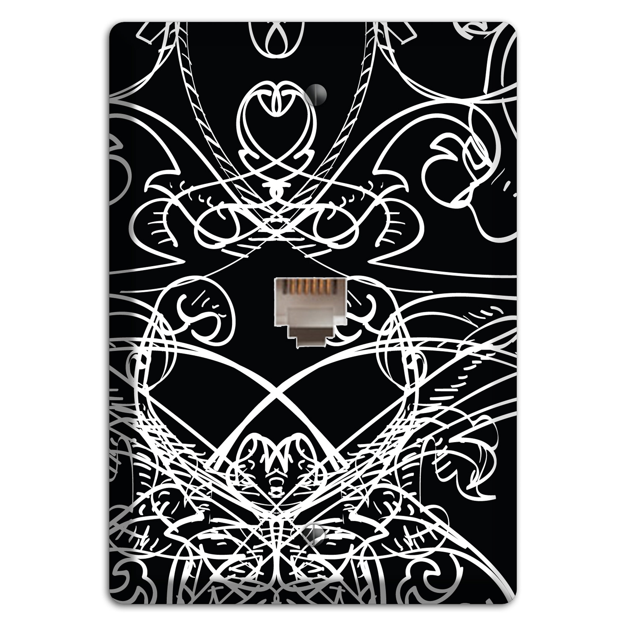 Black Deco Sketch Phone Wallplate