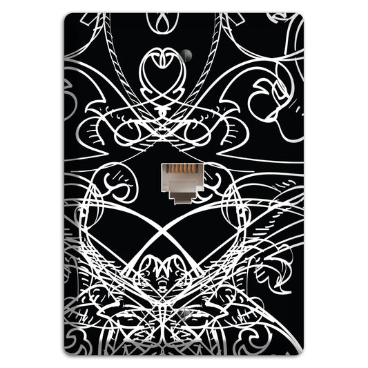 Black Deco Sketch Phone Wallplate