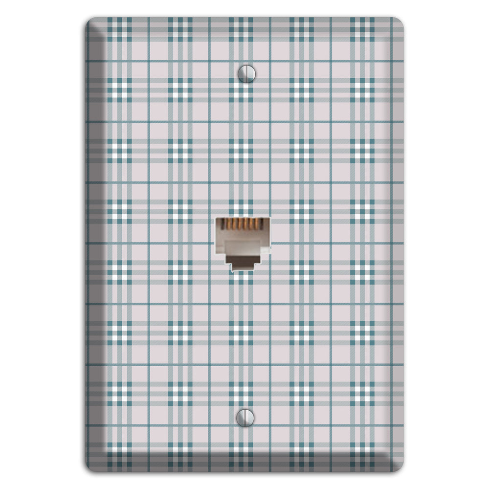 Multi Grey Plaid Phone Wallplate