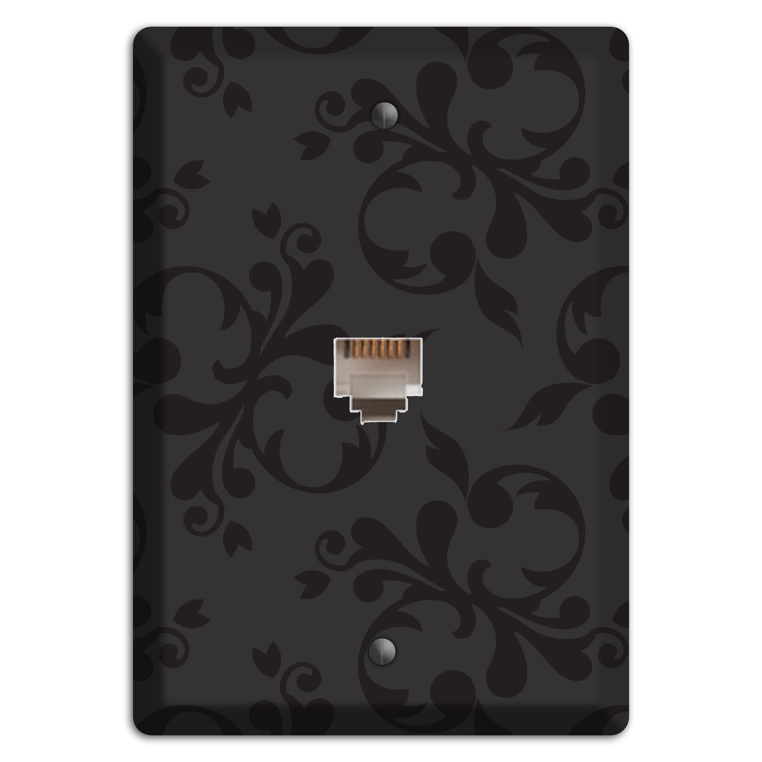 Black Victorian Toile Phone Wallplate