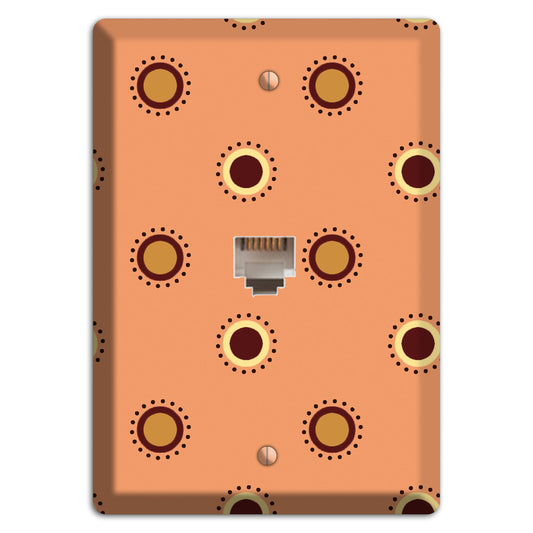 Coral with Multi Brown Suzani Dots Phone Wallplate