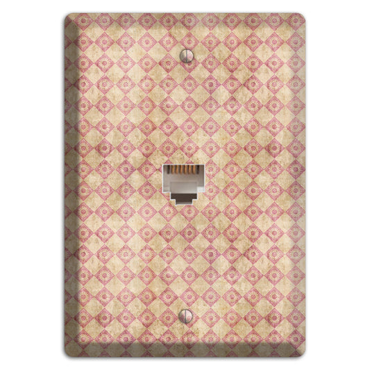 Red and Beige Diamond Circles Phone Wallplate