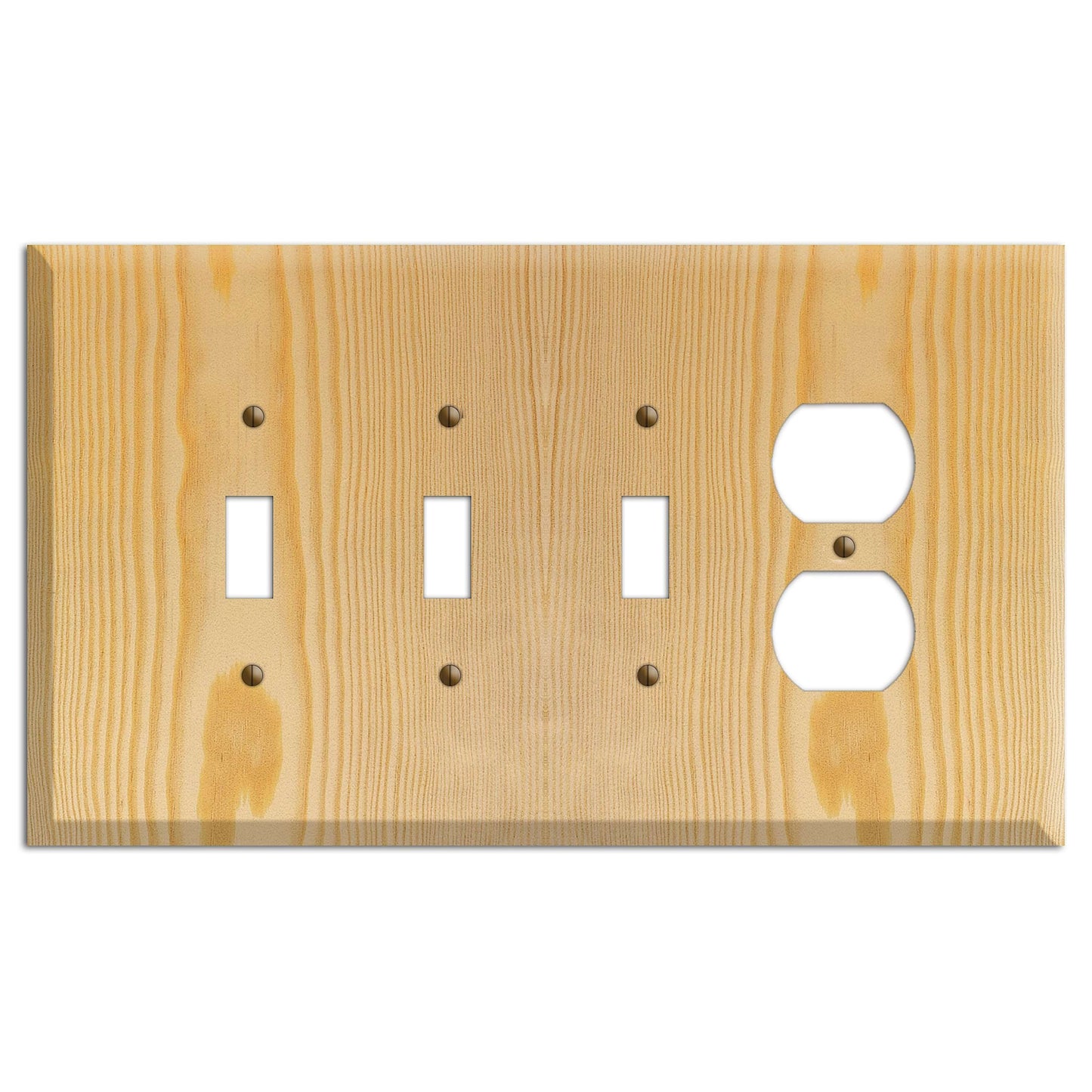 Pine Wood 3 Toggle / Duplex Outlet Cover Plate:Wallplates.com