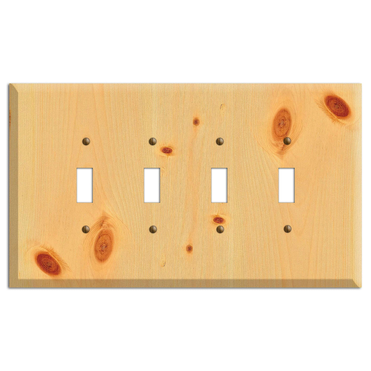 Pine Wood Four Toggle Switchplate:Wallplates.com