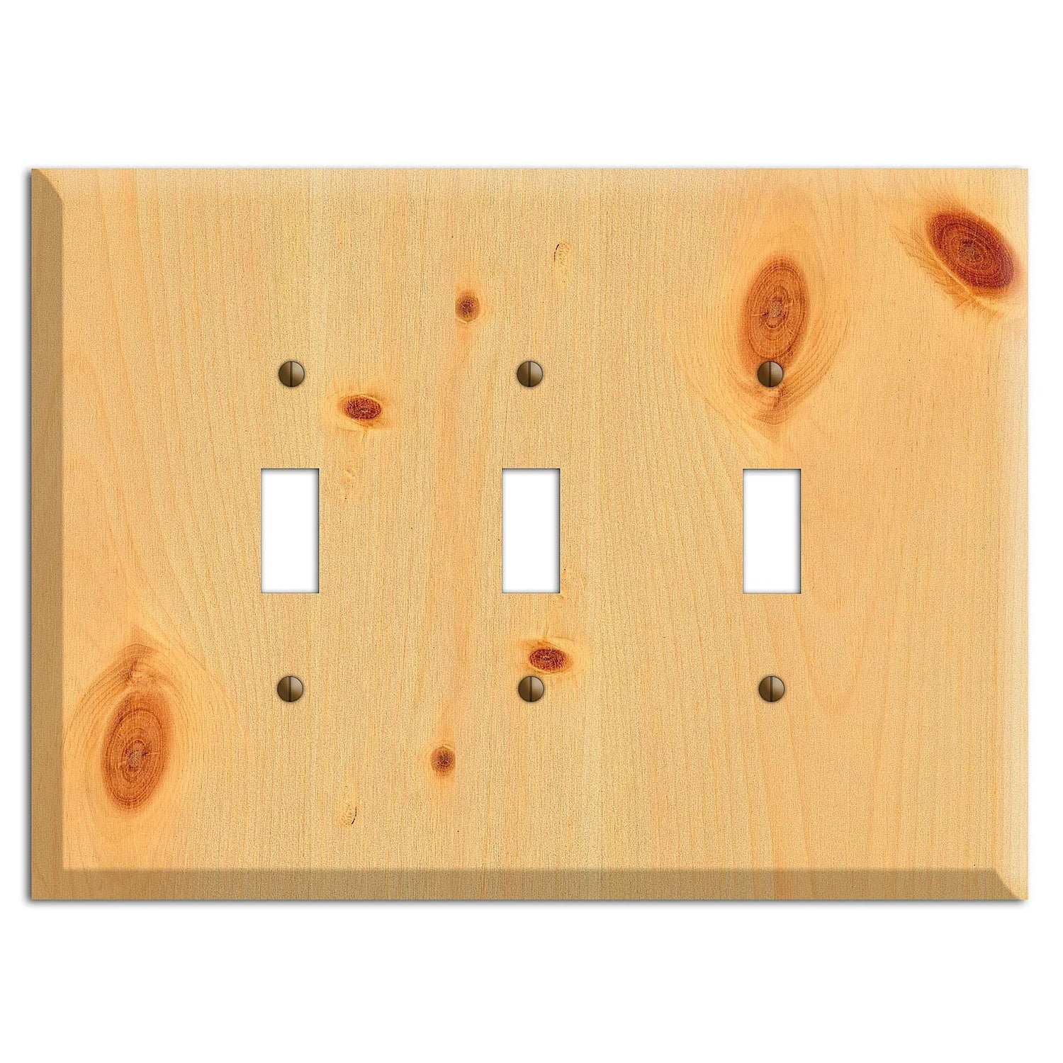 Pine Wood Triple Toggle Switchplate:Wallplates.com