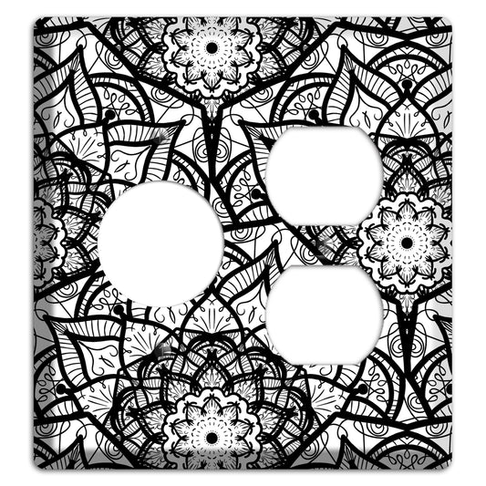 Mandala Black and White Style U Cover Plates Receptacle / Duplex Wallplate