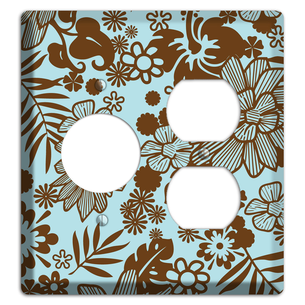 Blue and Brown Tropical Receptacle / Duplex Wallplate