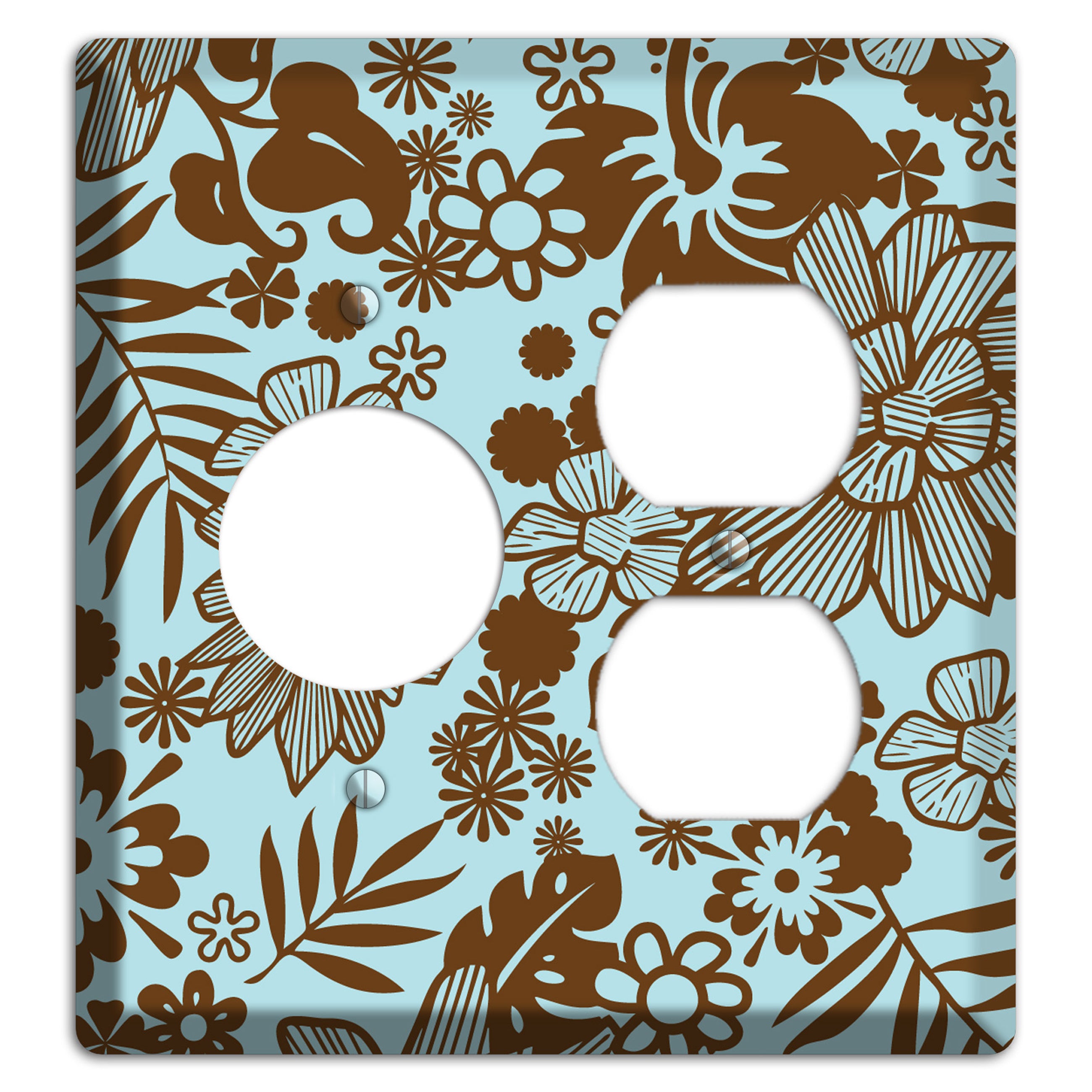 Blue and Brown Tropical Receptacle / Duplex Wallplate