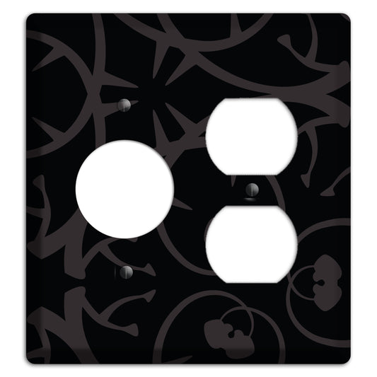 Black with Grey Abstract Swirl Receptacle / Duplex Wallplate