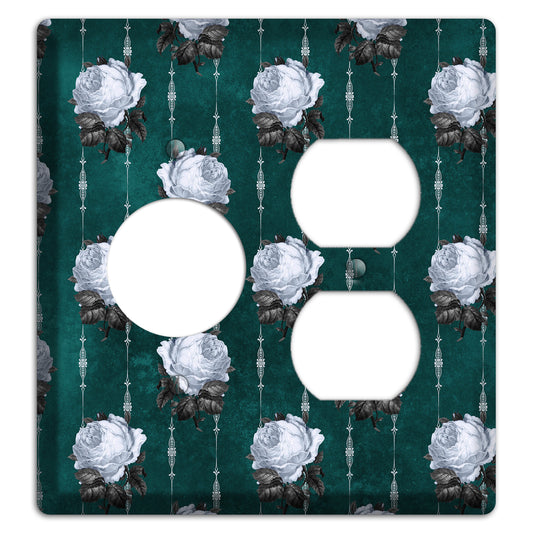 Dramatic Floral Teal Receptacle / Duplex Wallplate