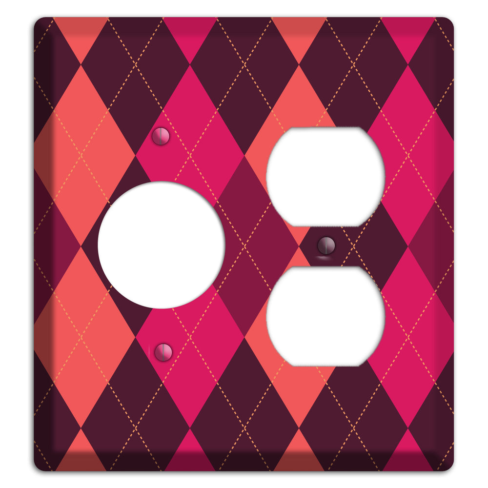 Orange and Pink Argyle Receptacle / Duplex Wallplate