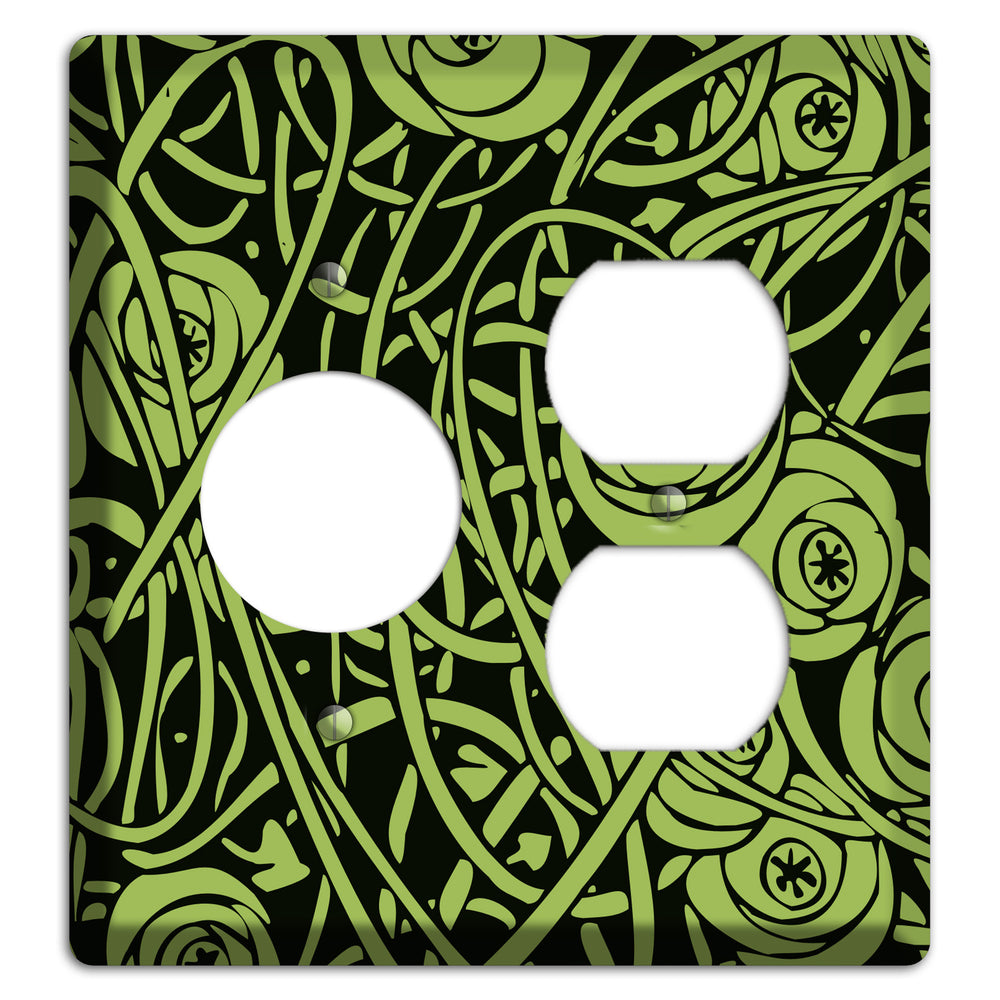 Green Deco Floral Receptacle / Duplex Wallplate