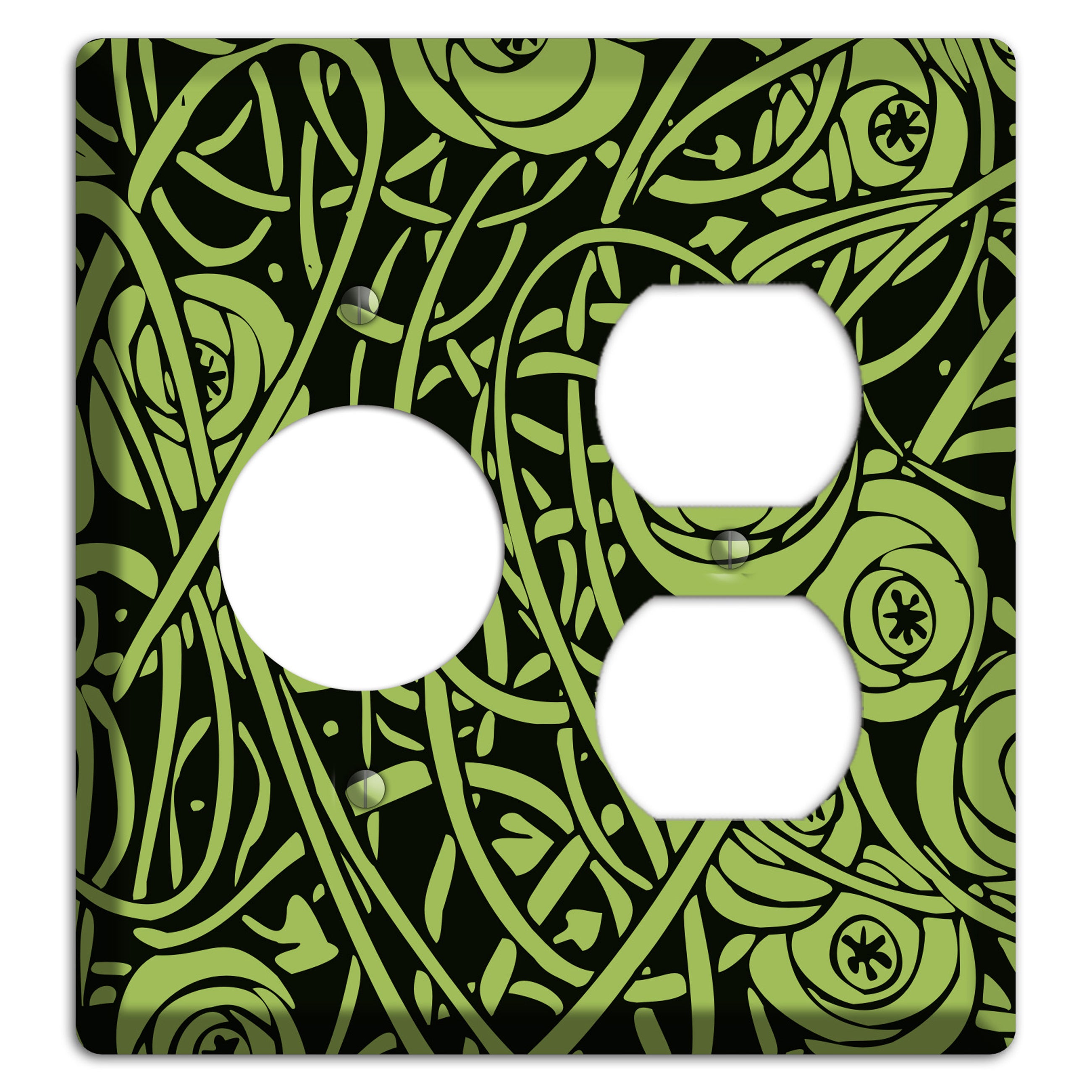 Green Deco Floral Receptacle / Duplex Wallplate