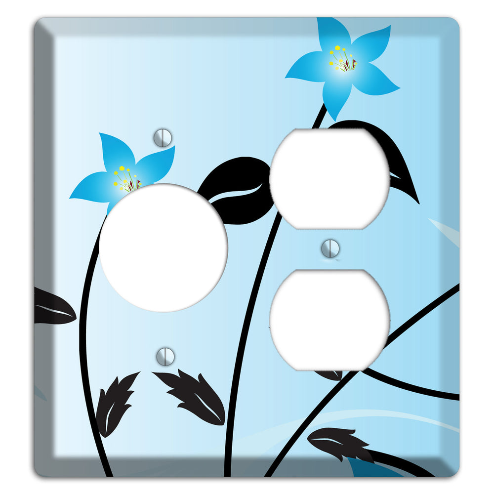 Blue Double Sprig Receptacle / Duplex Wallplate