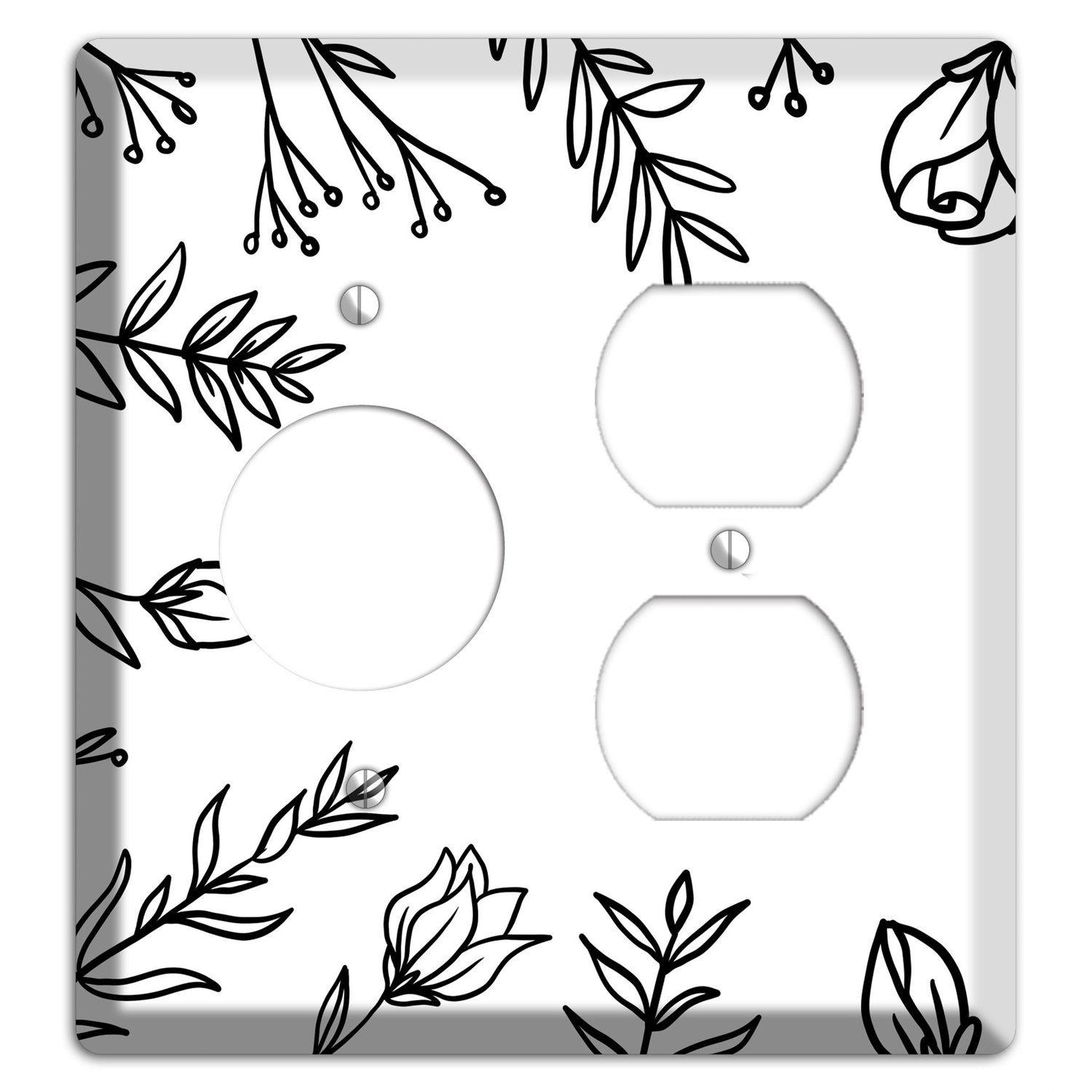Hand-Drawn Floral 36 Receptacle / Duplex Wallplate