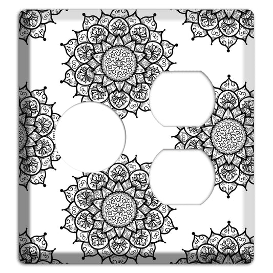 Mandala Black and White Style S Cover Plates Receptacle / Duplex Wallplate