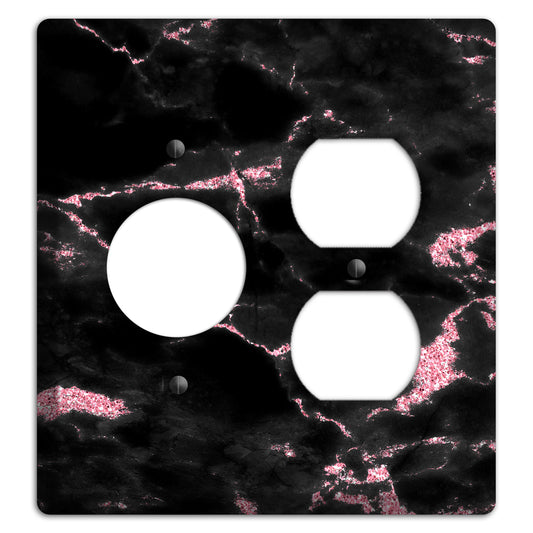 Petite Orchid and Black Marble Receptacle / Duplex Wallplate