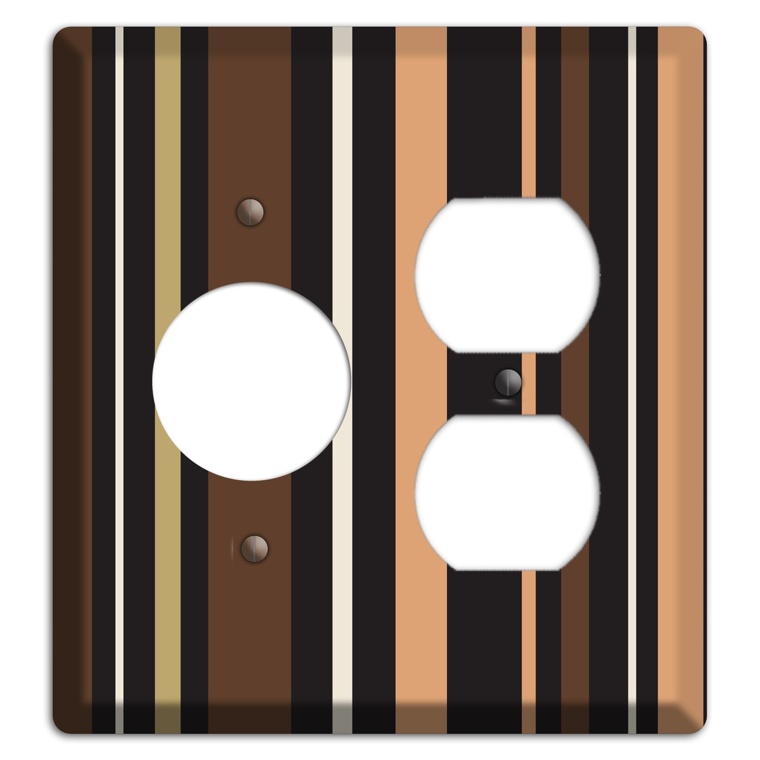 Multi Brown and Coral Vertical Stripe Receptacle / Duplex Wallplate