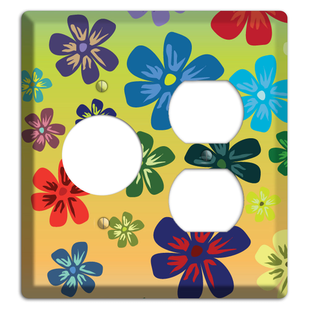 Black Flowers Receptacle / Duplex Wallplate
