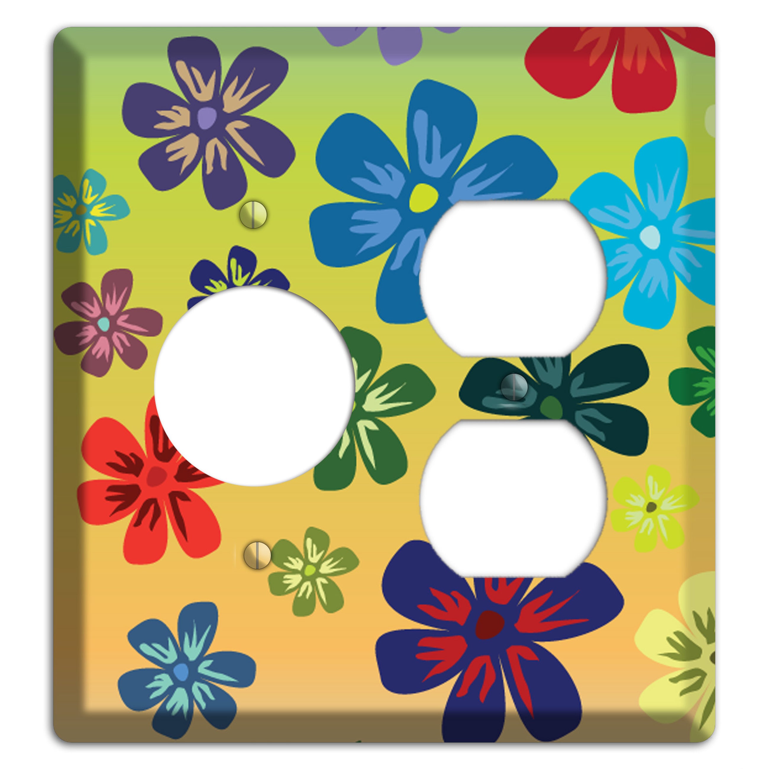 Black Flowers Receptacle / Duplex Wallplate