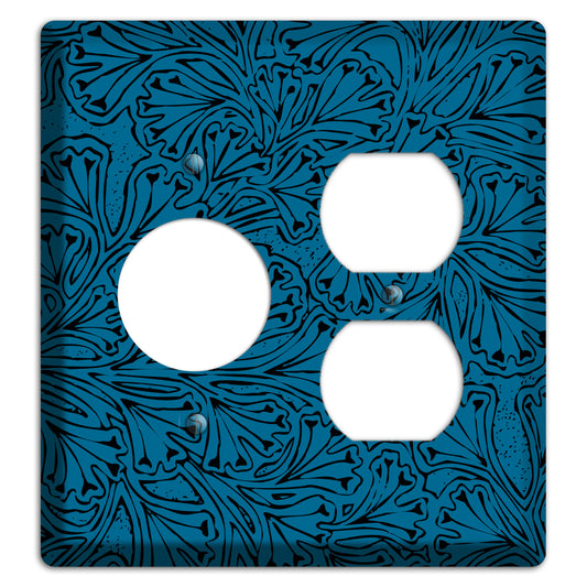 Deco Blue Interlocking Floral Receptacle / Duplex Wallplate