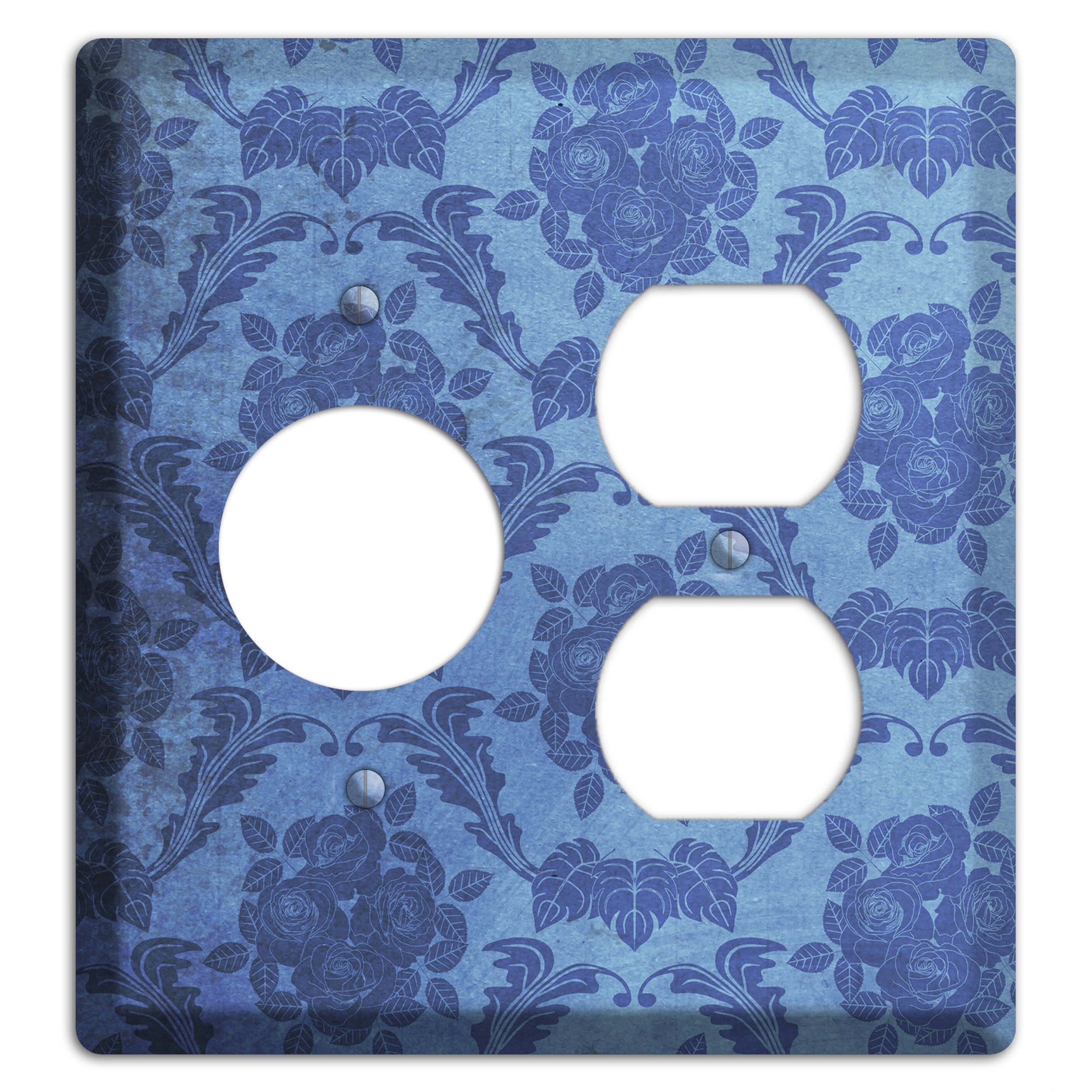 Polo Blue Vintage Rose Damask Receptacle / Duplex Wallplate