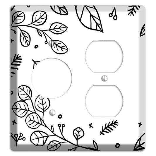 Hand-Drawn Floral 26 Receptacle / Duplex Wallplate