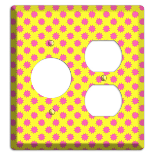 Yellow with Pink Burst Receptacle / Duplex Wallplate