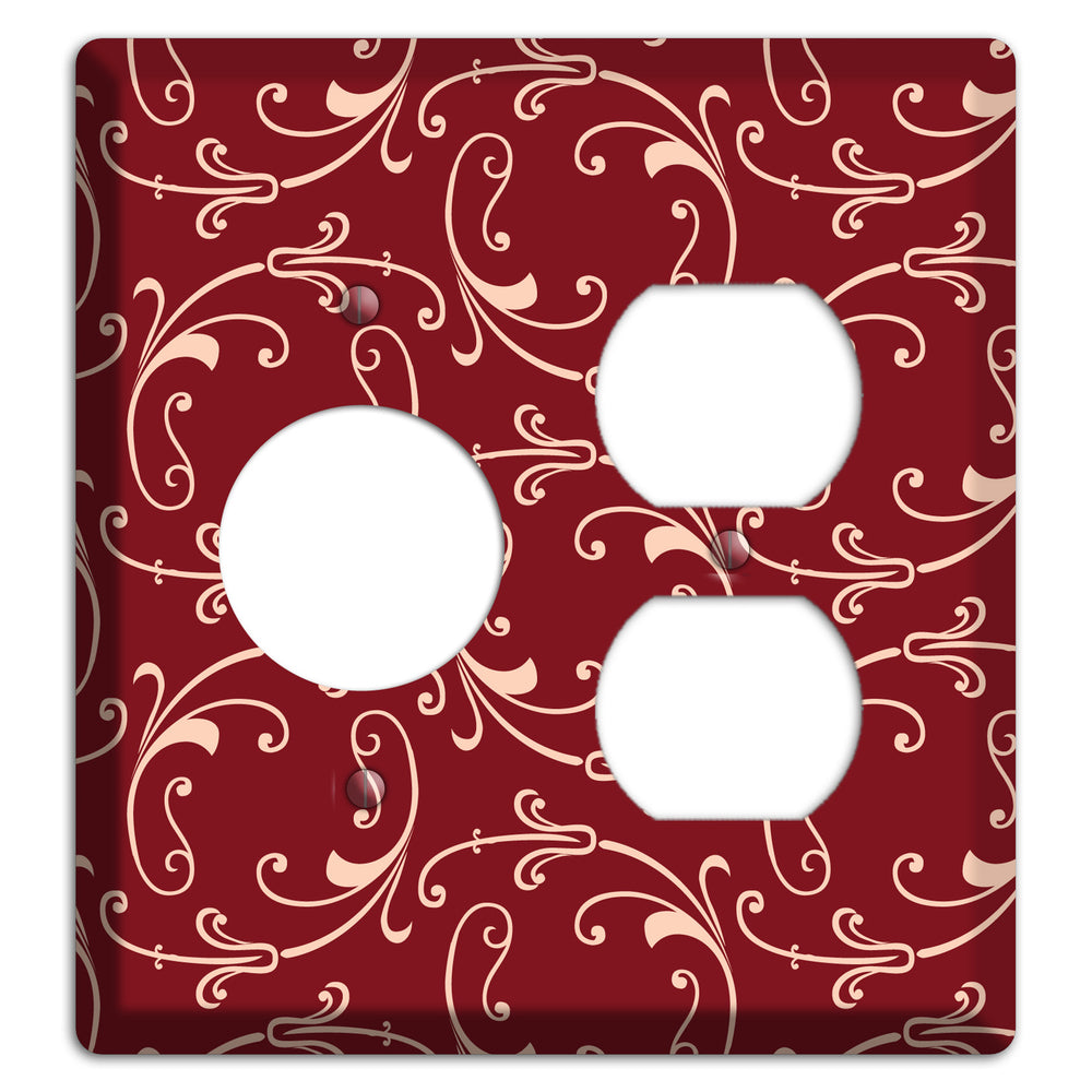 Burgundy Victorian Sprig Receptacle / Duplex Wallplate
