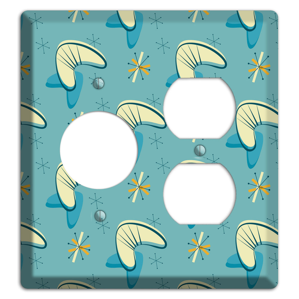 Yellow and Blue Boomerang Receptacle / Duplex Wallplate