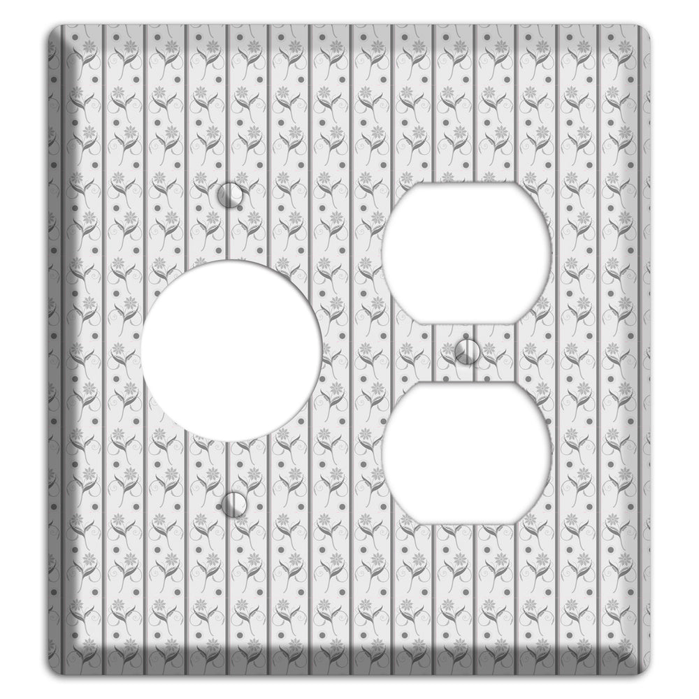 Grey Small Floral Pattern Receptacle / Duplex Wallplate