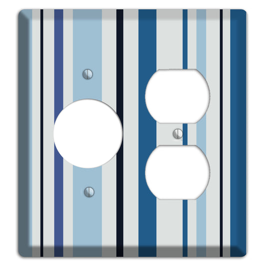Multi White and Blue Vertical Stripe Receptacle / Duplex Wallplate