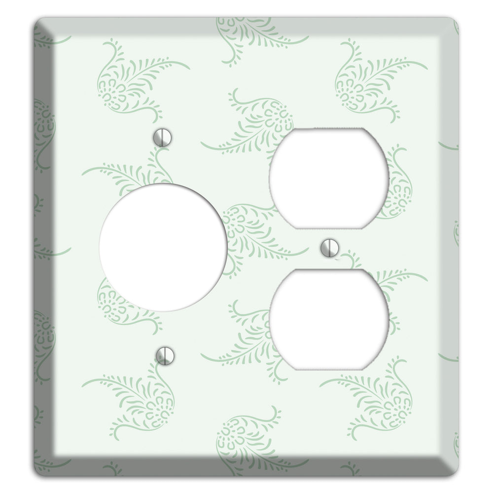 Mint Trefoil Cartouche Receptacle / Duplex Wallplate